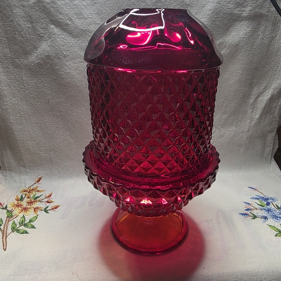 Viking Glass Other - Ruby Red Diamond Point Fairy Lamp, Or A "Glimmer" lamp, produced By Viking Glass